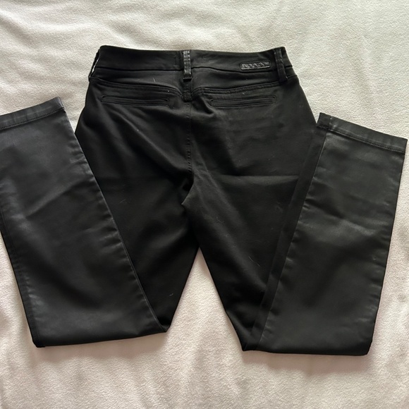 Anthro | Level 99 Black Denim Front Coated Stretch Jeans, Size 28 - Picture 6 of 12